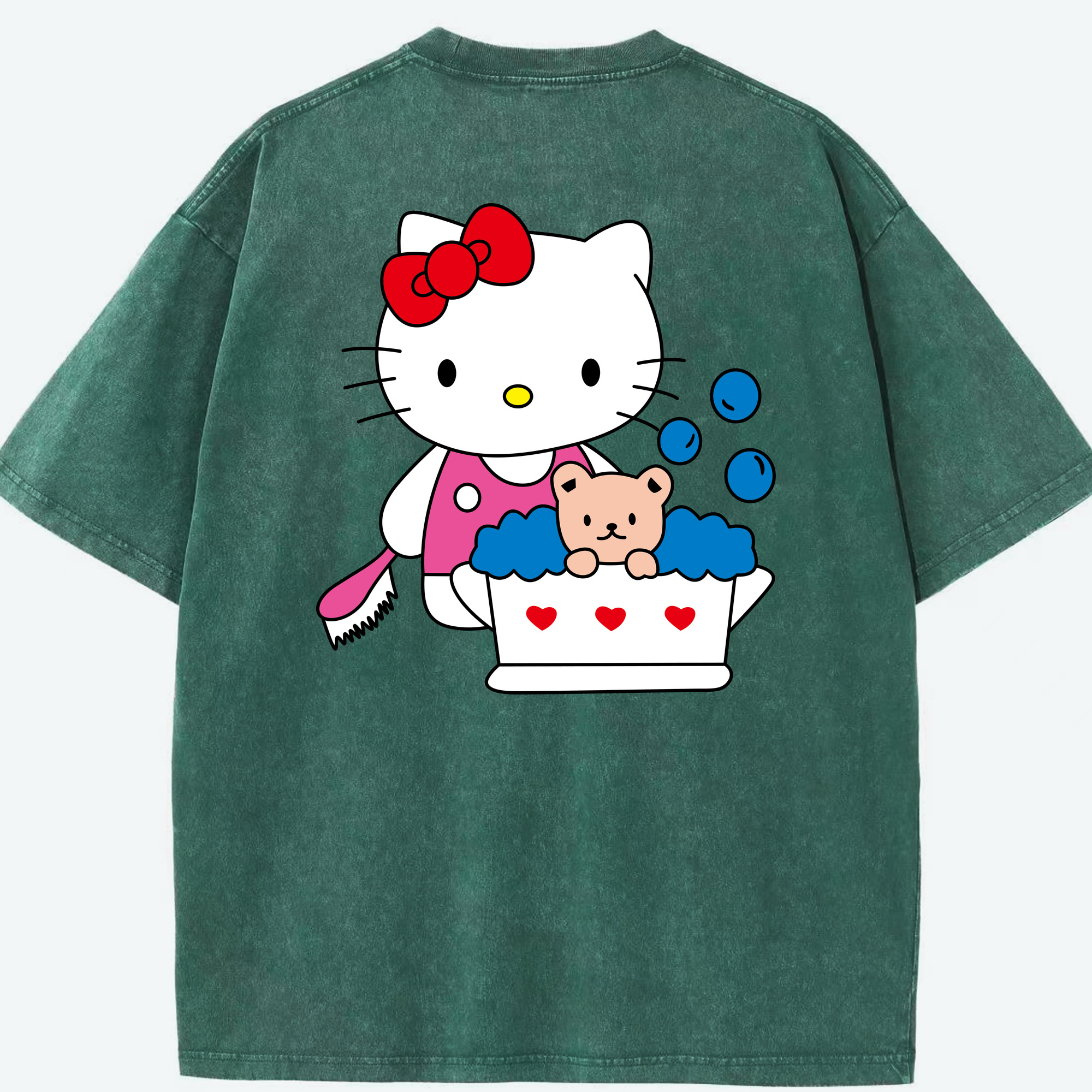 （画像用） Hello Kitty ハローキティ 綿100% ヴィンテージ風 半袖Tシャツ（背面プリント）